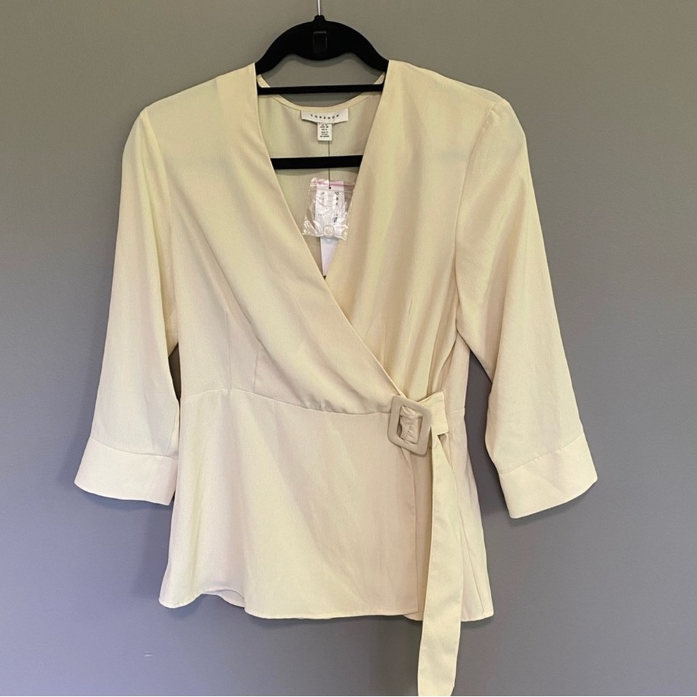 Topshop Ivory Buckle Wrap Blouse